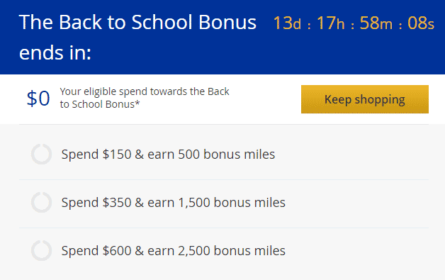 A Back to School promotion in the United shopping portal.